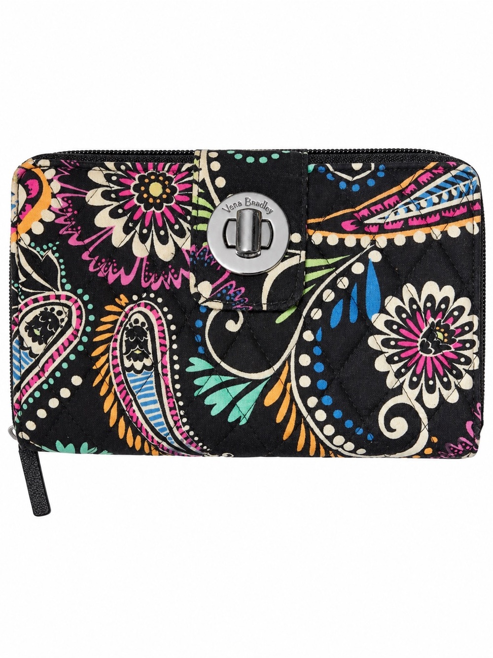 Vera Bradley Quilted Turn Lock Zip Around Wallet Bandana Swirl